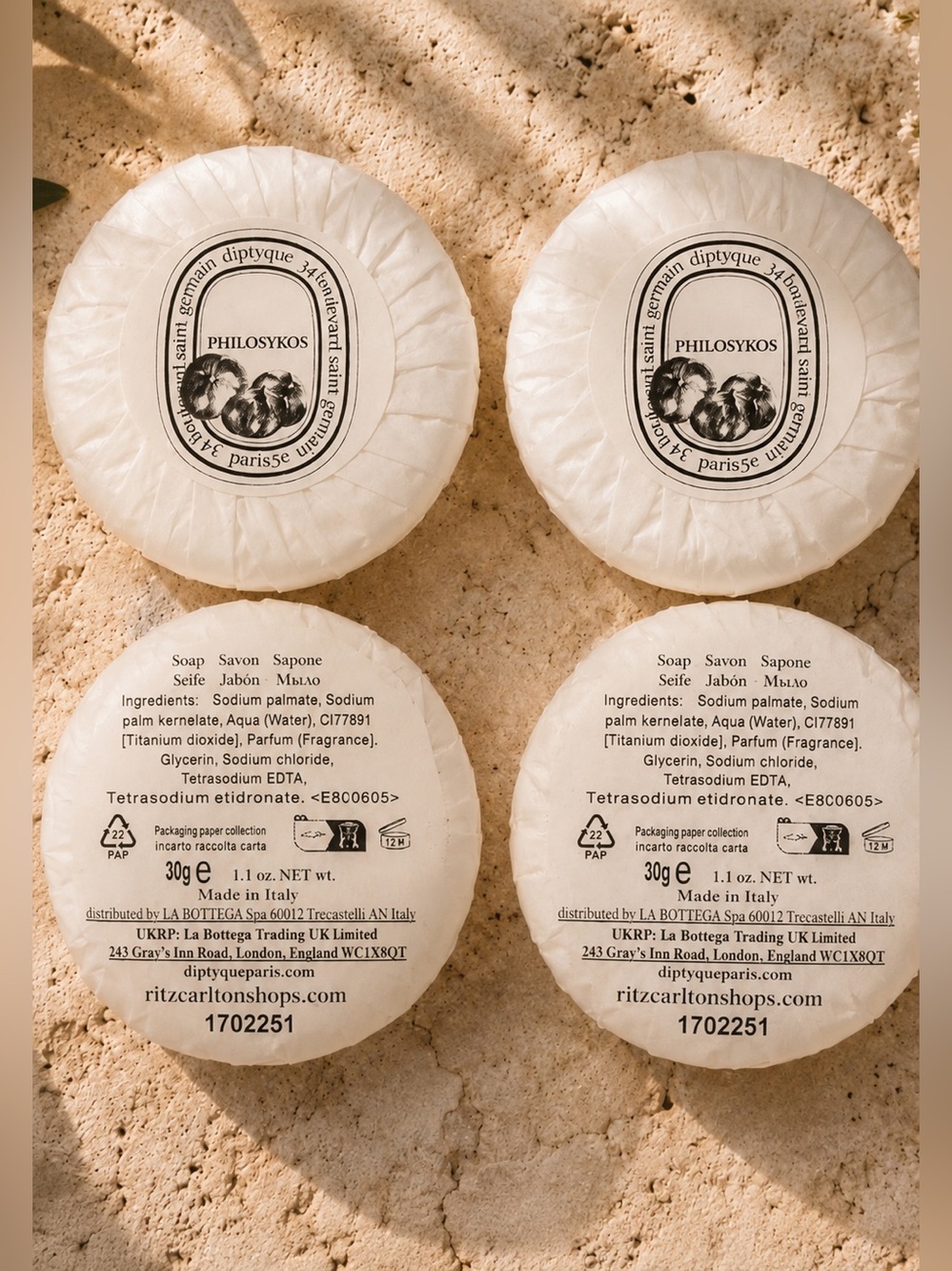 DIPTYQUE PHILOSYKOS Luxury Soap Bar Set ~ 4 Bars 1.1 oz.ea. | Made in Italy🇮🇪 - Picture 3 of 8